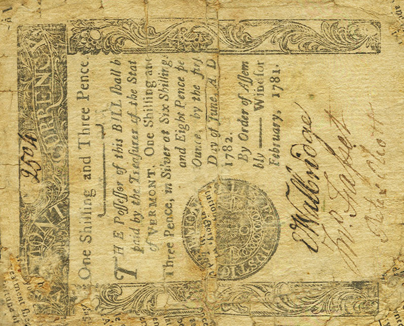 Front of United States pS3442: 1 Shilling from 1781