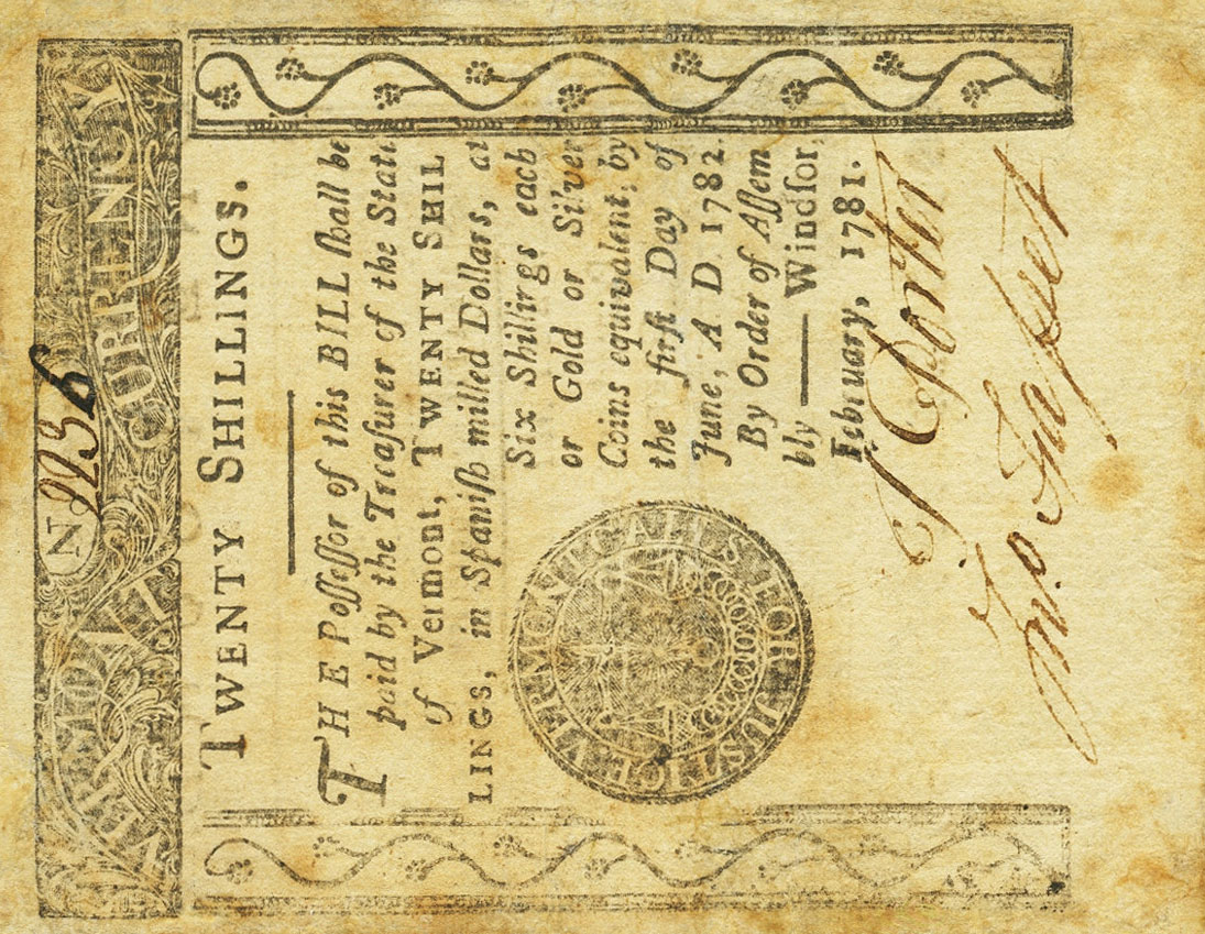 Front of United States pS3446: 20 Shillings from 1781