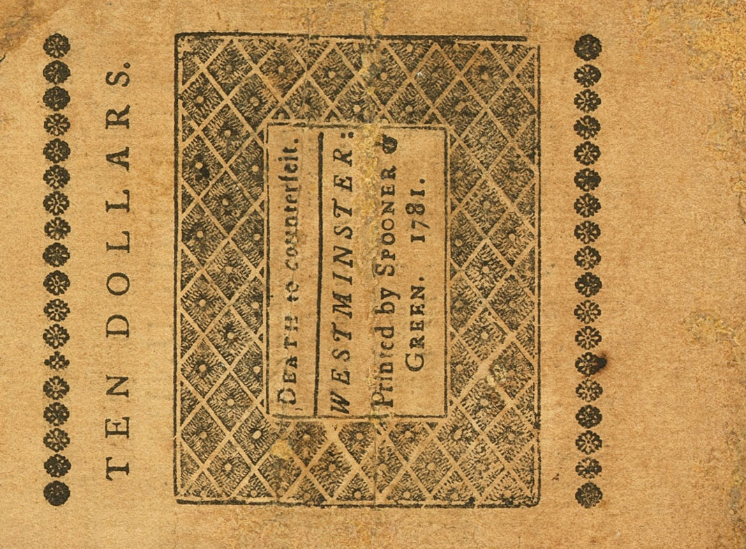 Back of United States pS3448: 3 Pounds from 1781
