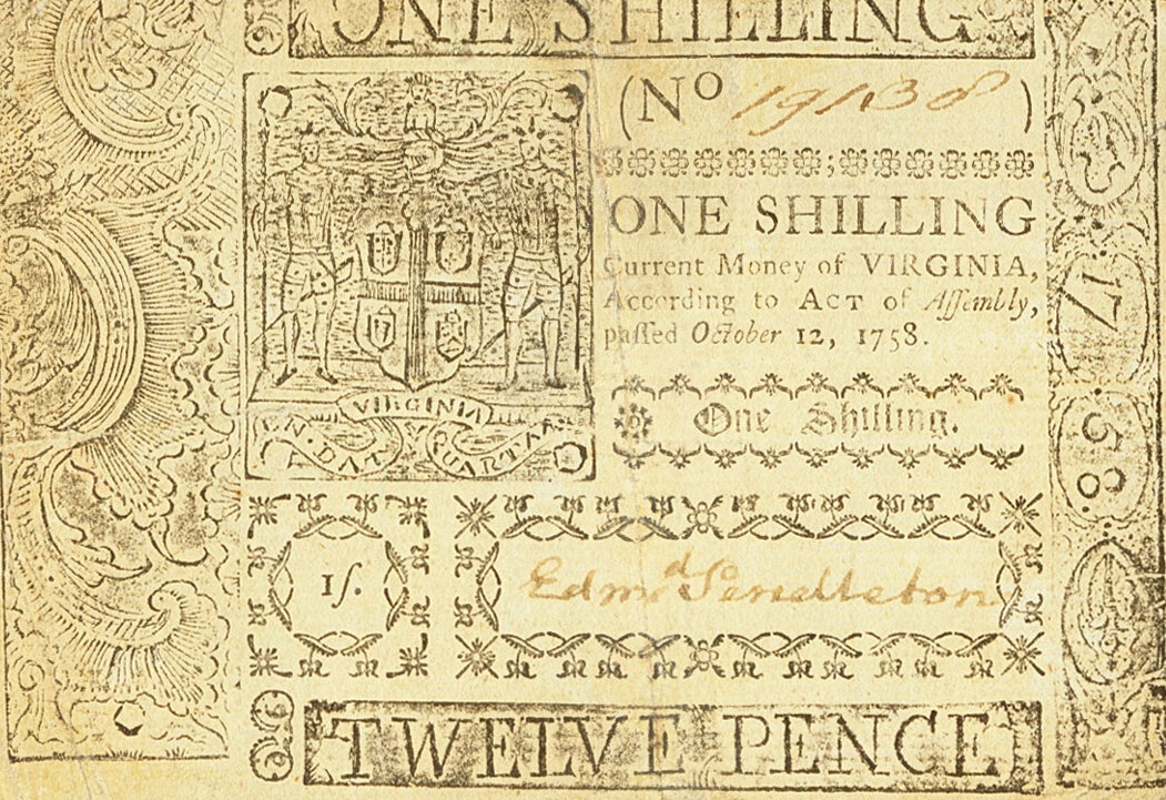 Front of United States pS3471: 1 Shilling from 1758