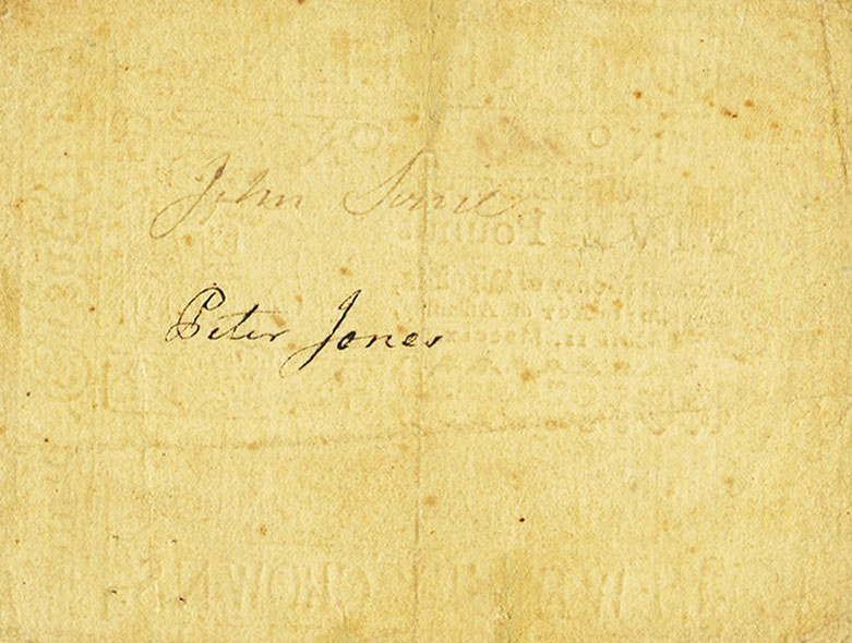 Back of United States pS3493: 5 Shillings from 1760