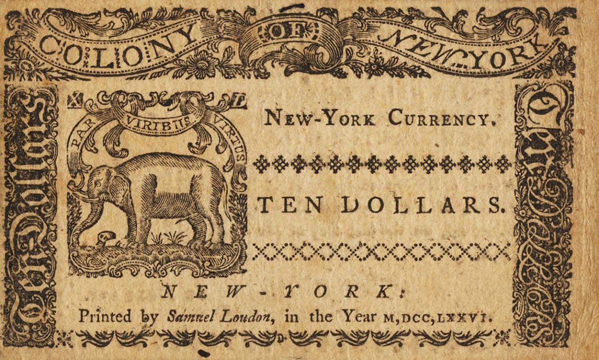 Back of United States pS3568: 10 Dollars from 1777