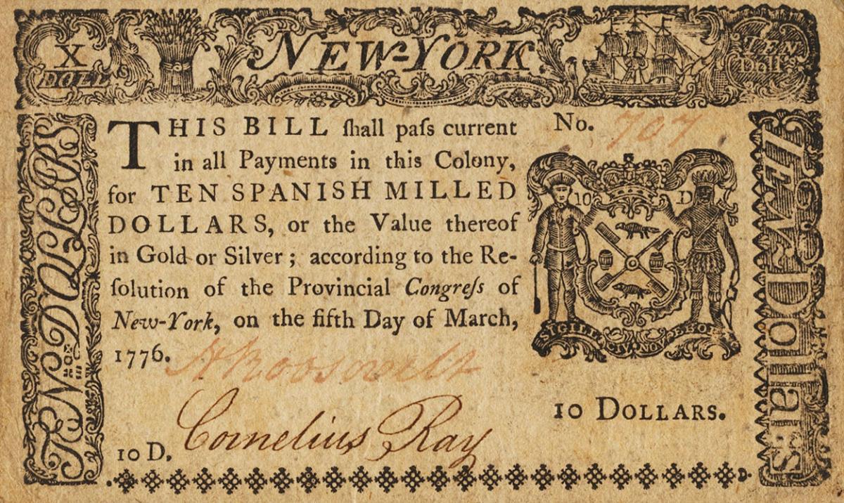 Front of United States pS3568: 10 Dollars from 1777