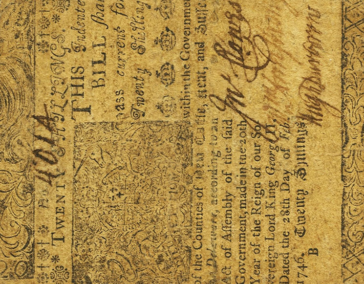 Front of United States pS590: 20 Shillings from 1746