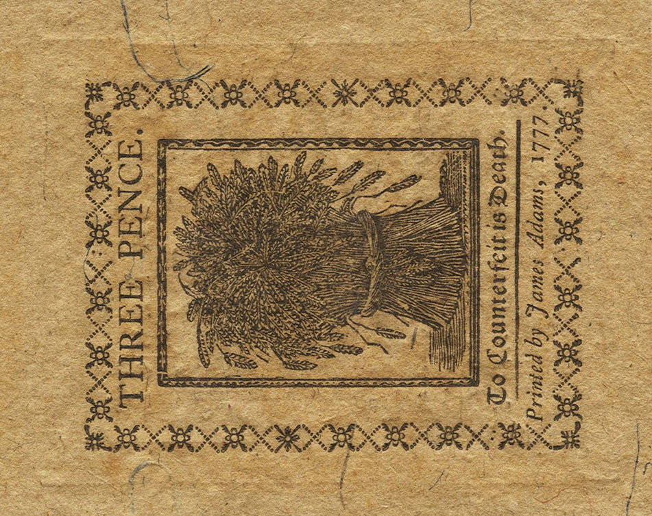 Back of United States pS642: 3 Pence from 1777