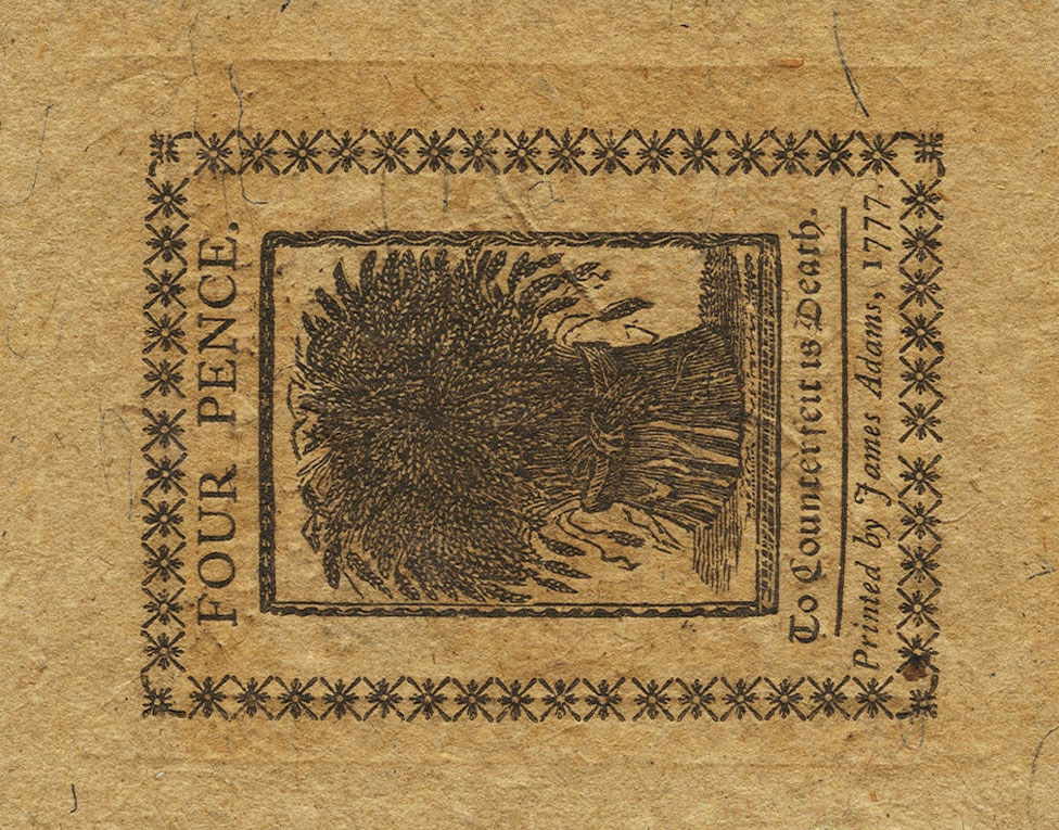 Back of United States pS643: 4 Pence from 1777