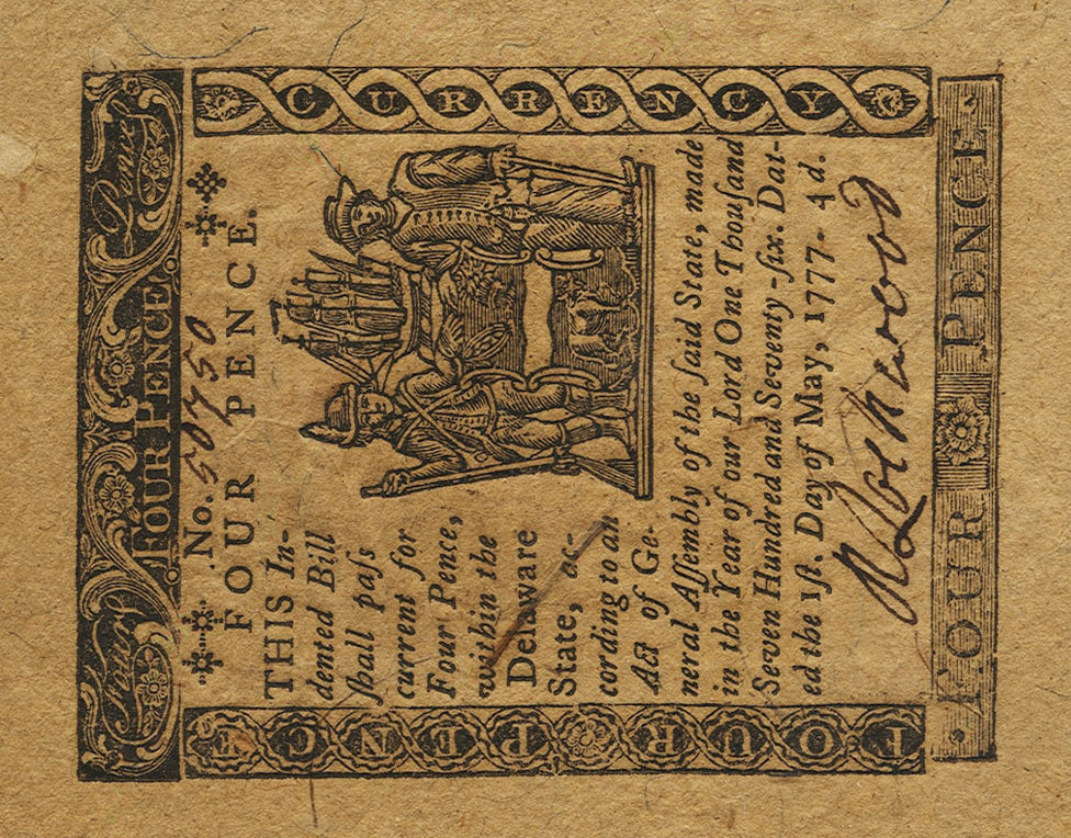Front of United States pS643: 4 Pence from 1777