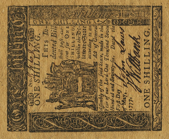 Front of United States pS646: 1 Shilling from 1777