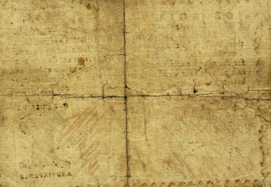 Back of United States pS750: 1 Shilling from 1775