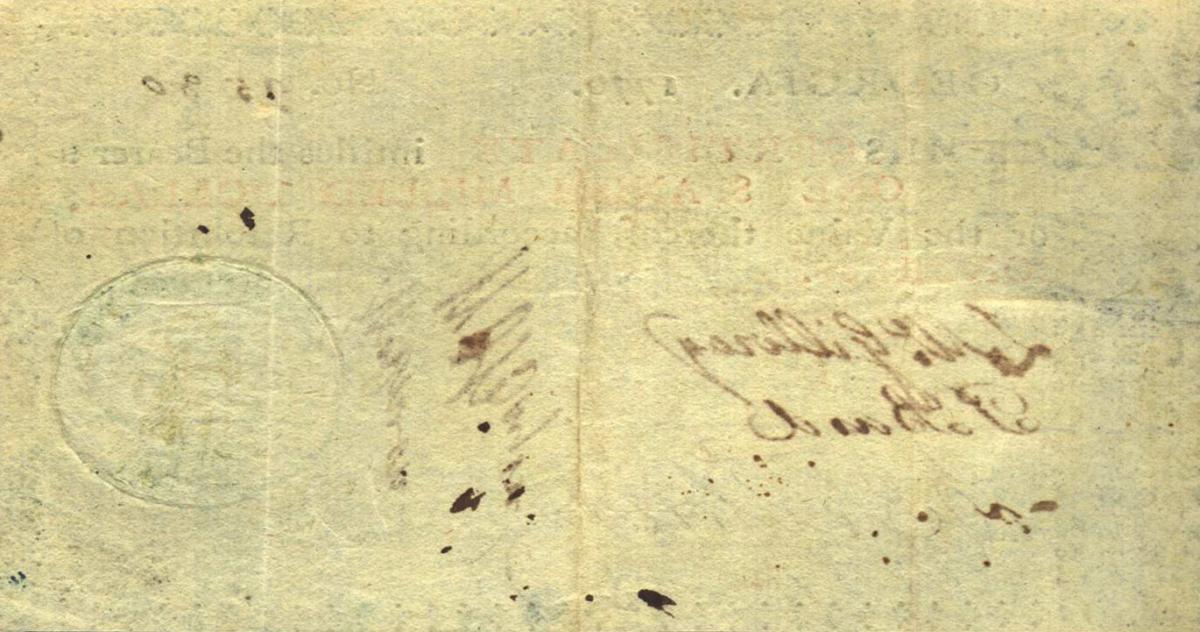 Back of United States pS767: 1 Dollar from 1776