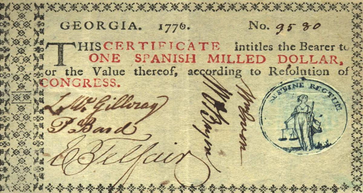 Front of United States pS767: 1 Dollar from 1776