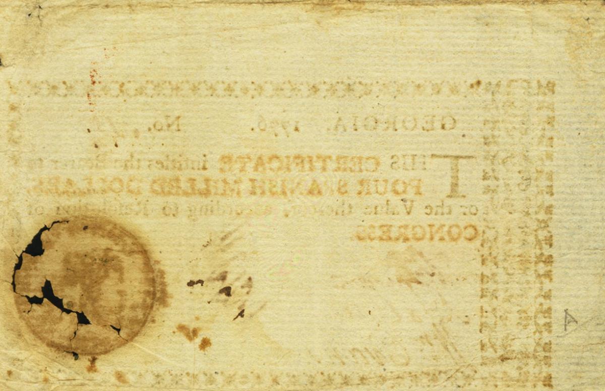 Back of United States pS770: 4 Dollars from 1776