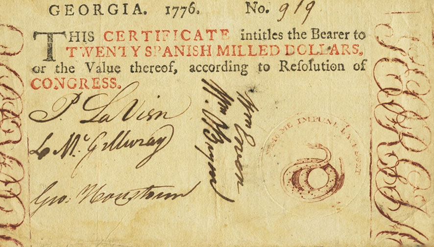 Front of United States pS777: 20 Dollars from 1776
