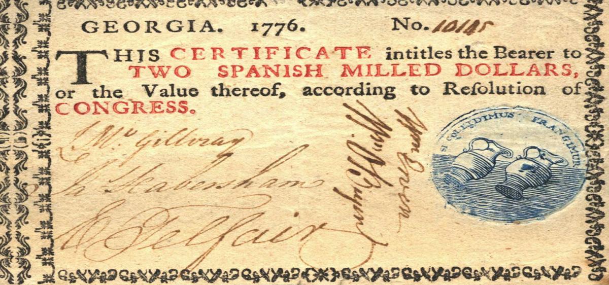 Front of United States pS796: 2 Dollars from 1777