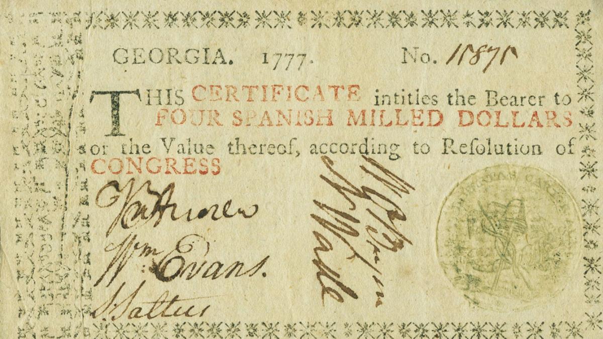 Front of United States pS798: 4 Dollars from 1777