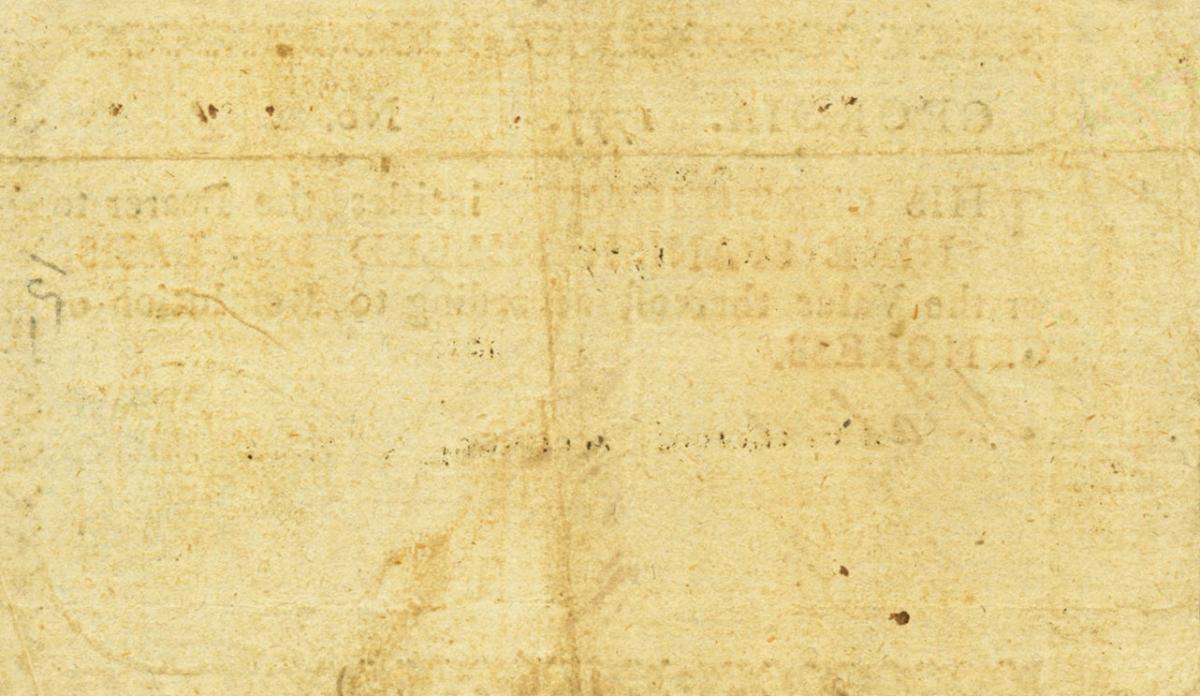 Back of United States pS801: 9 Dollars from 1777