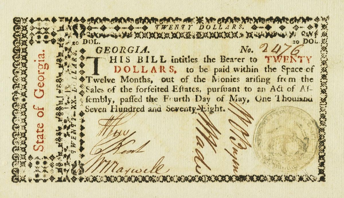 Front of United States pS842: 20 Dollars from 1778