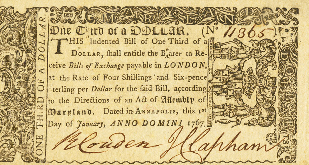 Front of United States pS951: 0.33 Dollar from 1767