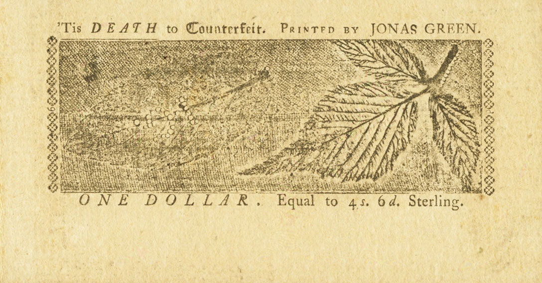 Back of United States pS954: 1 Dollar from 1767