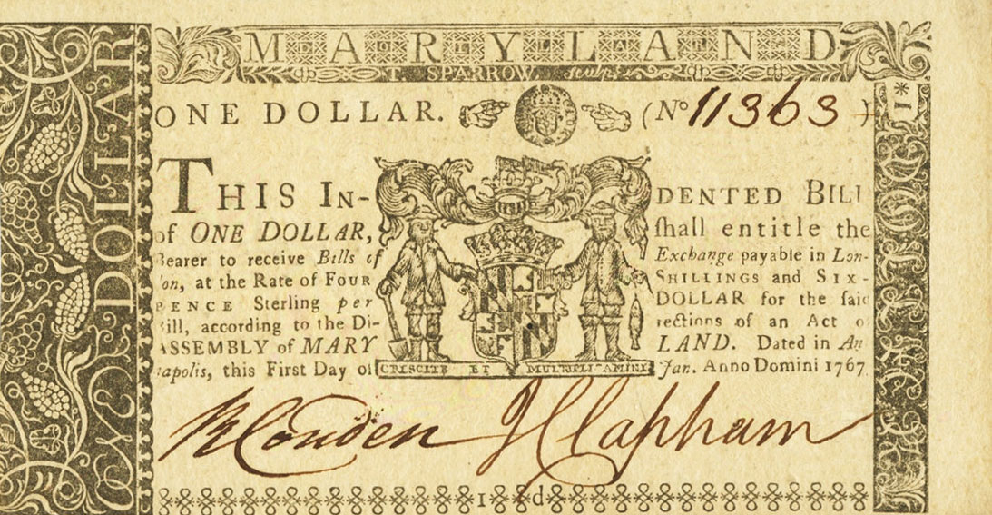 Front of United States pS954: 1 Dollar from 1767