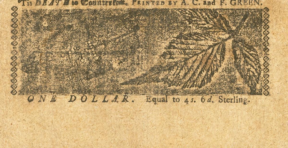 Back of United States pS976: 1 Dollar from 1774