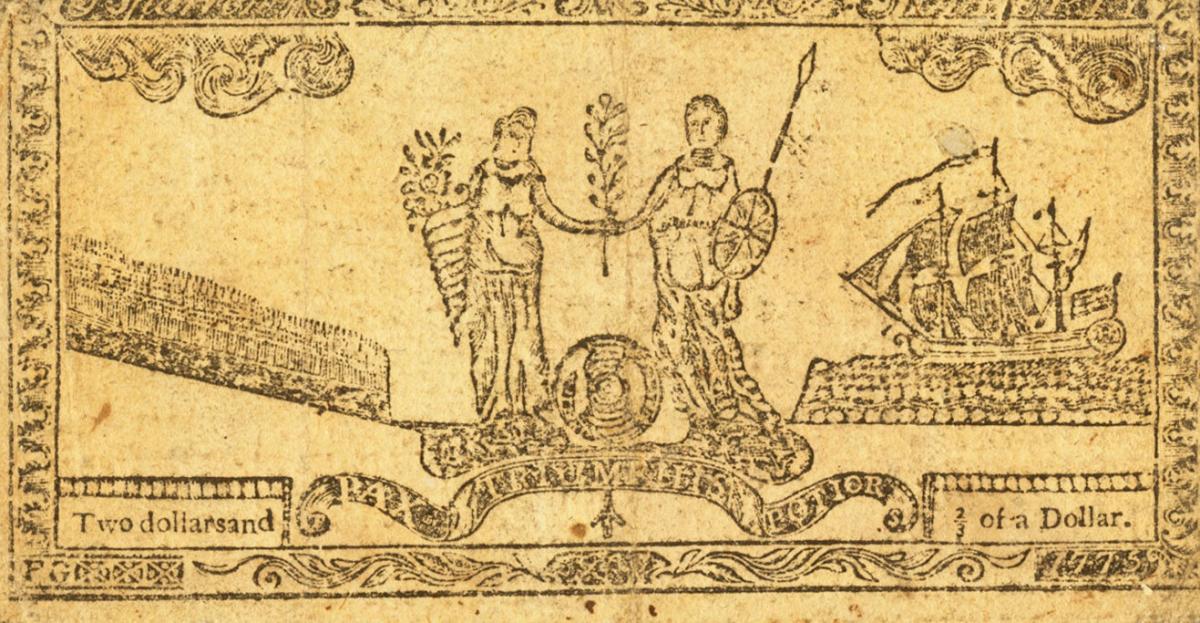 Back of United States pS985: 2.67 Dollars from 1775
