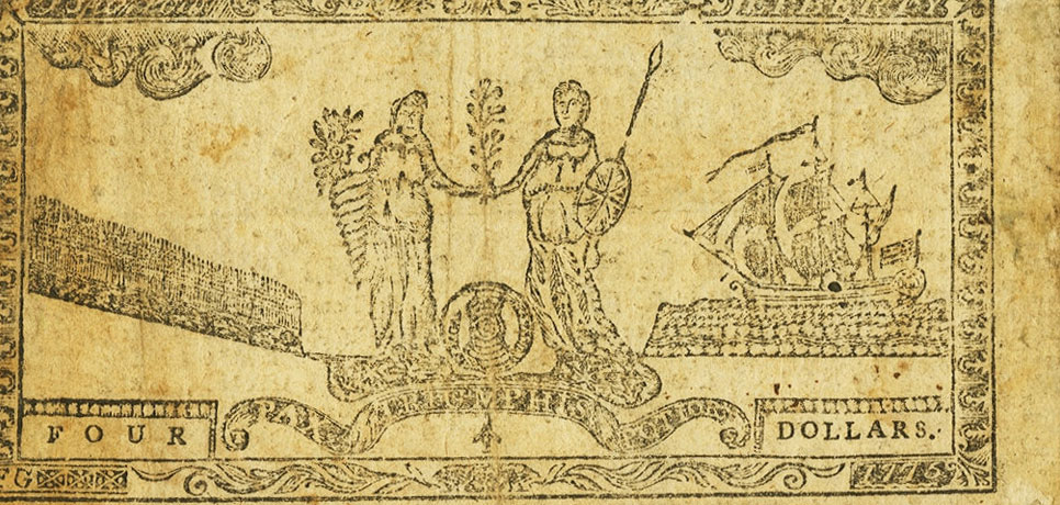 Back of United States pS986: 4 Dollars from 1775