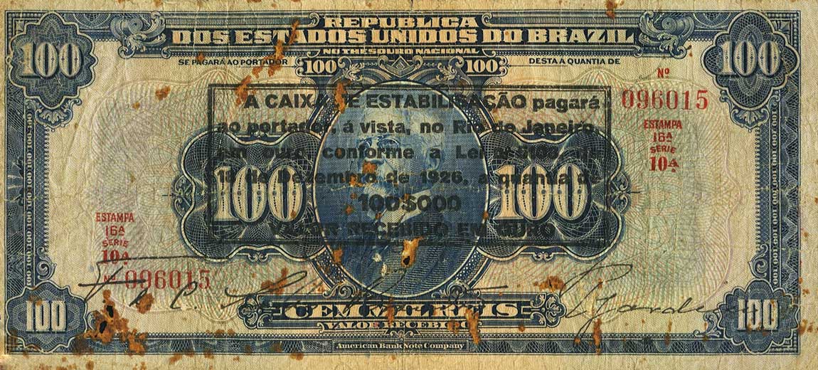 Front of Brazil p109D: 100 Mil Reis from 1924