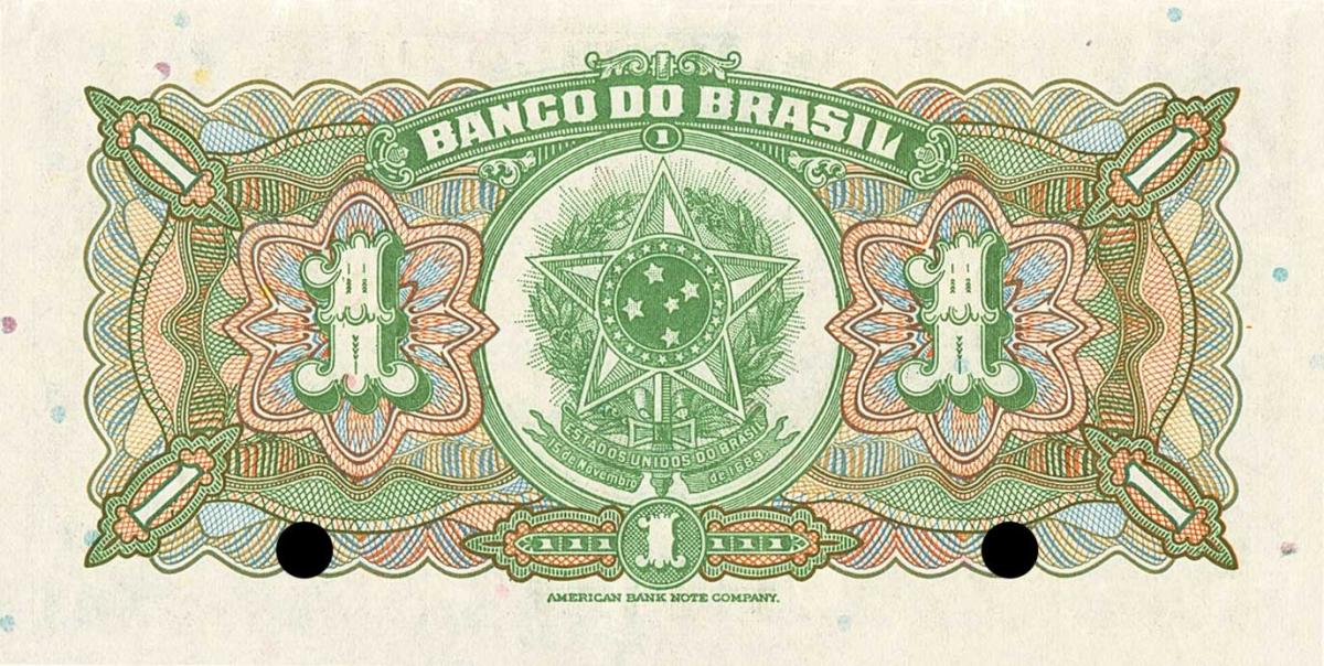 Back of Brazil p110Bs: 1 Mil Reis from 1923
