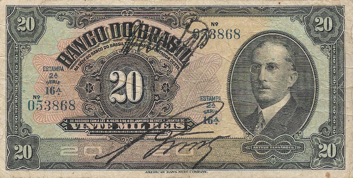 Front of Brazil p117a: 20 Mil Reis from 1923