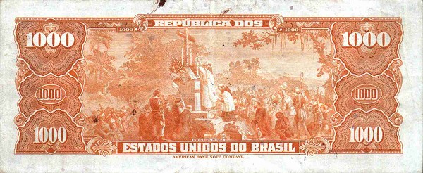Back of Brazil p141a: 1000 Cruzeiros from 1943