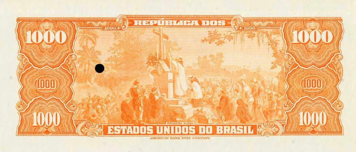 Back of Brazil p141r: 1000 Cruzeiros from 1943