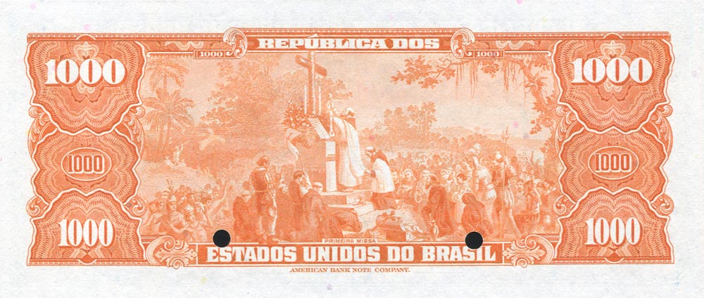 Back of Brazil p141s: 1000 Cruzeiros from 1943