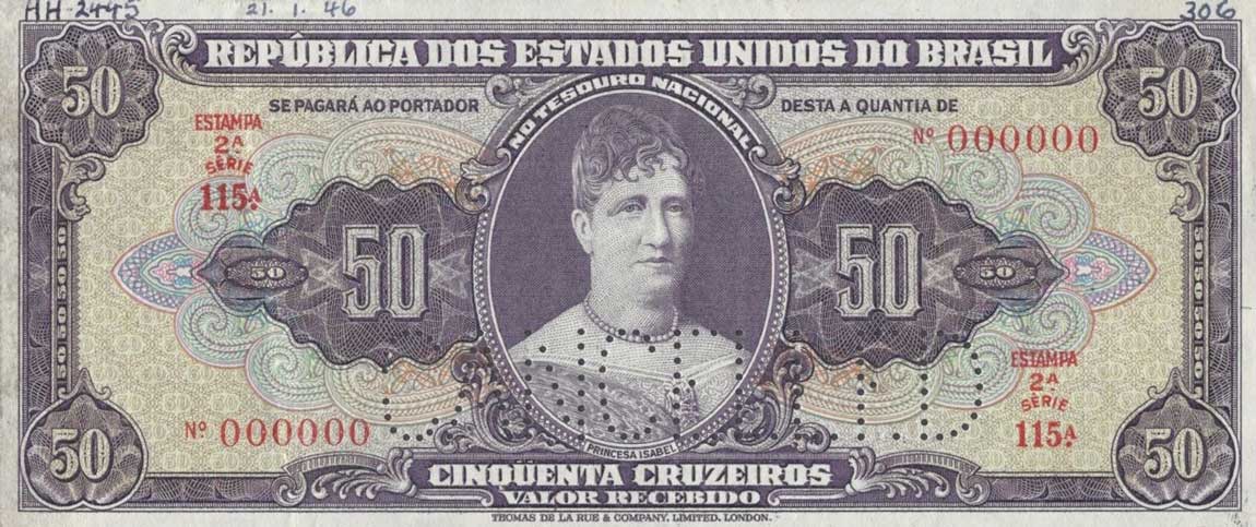 Front of Brazil p145s: 50 Cruzeiros from 1949
