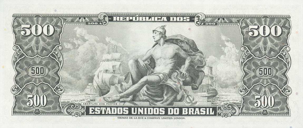 Back of Brazil p164d: 500 Cruzeiros from 1955
