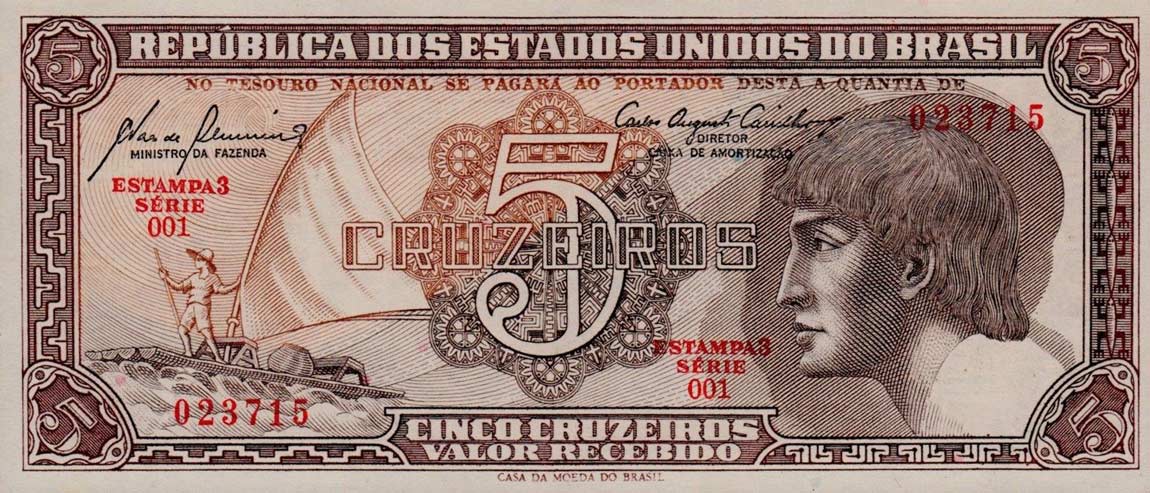Front of Brazil p166a: 5 Cruzeiros from 1961