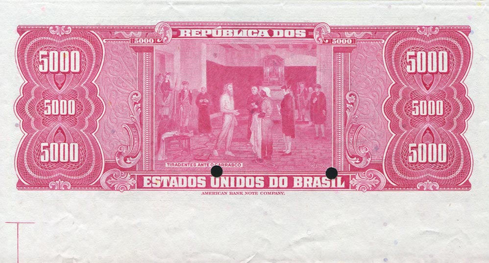 Back of Brazil p174s: 5000 Cruzeiros from 1963