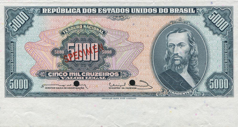 Front of Brazil p174s: 5000 Cruzeiros from 1963
