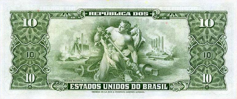 Back of Brazil p177a: 10 Cruzeiros from 1962