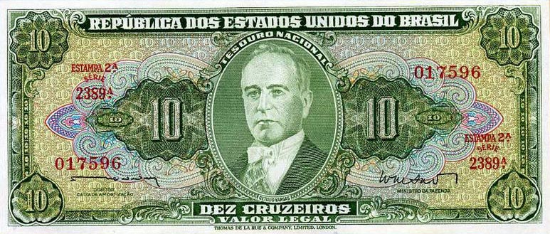 Front of Brazil p177a: 10 Cruzeiros from 1962