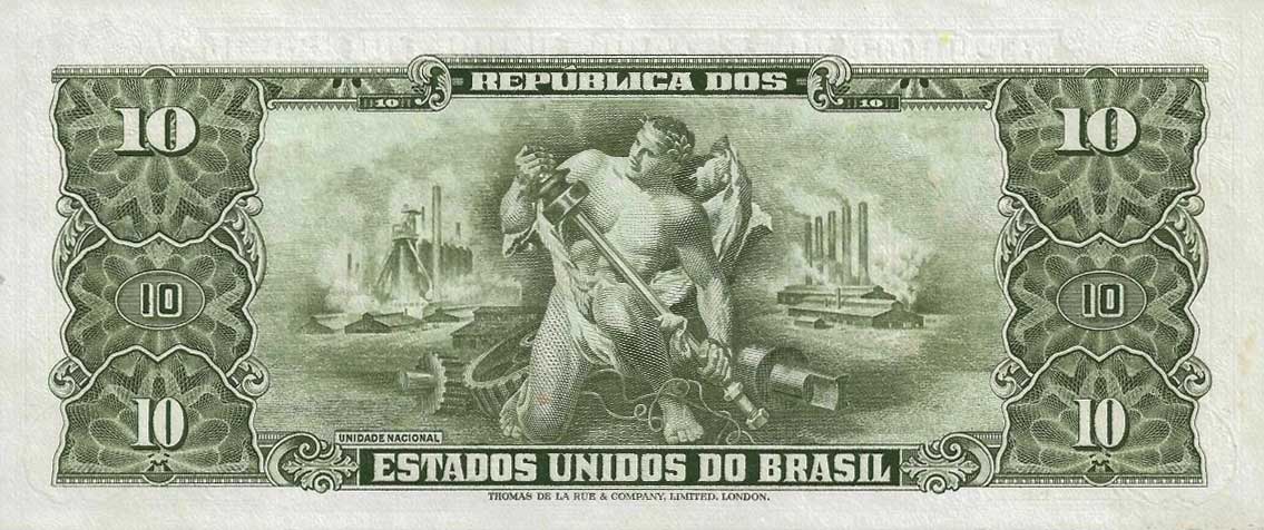 Back of Brazil p177b: 10 Cruzeiros from 1962