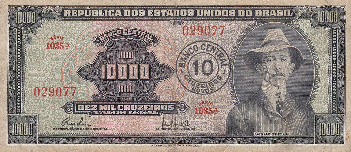 Front of Brazil p189b: 10 Cruzeiros Novos from 1967