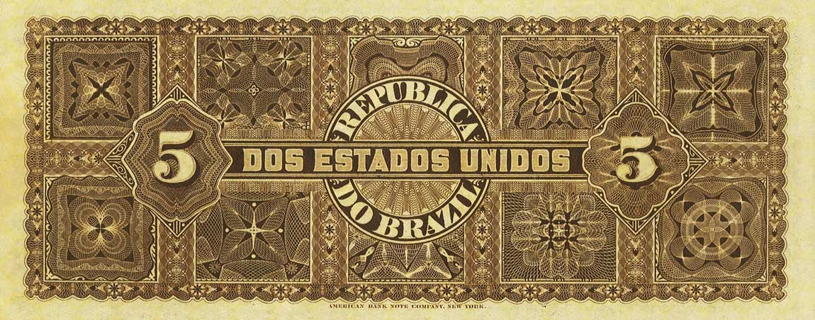 Back of Brazil p18a: 5 Mil Reis from 1890