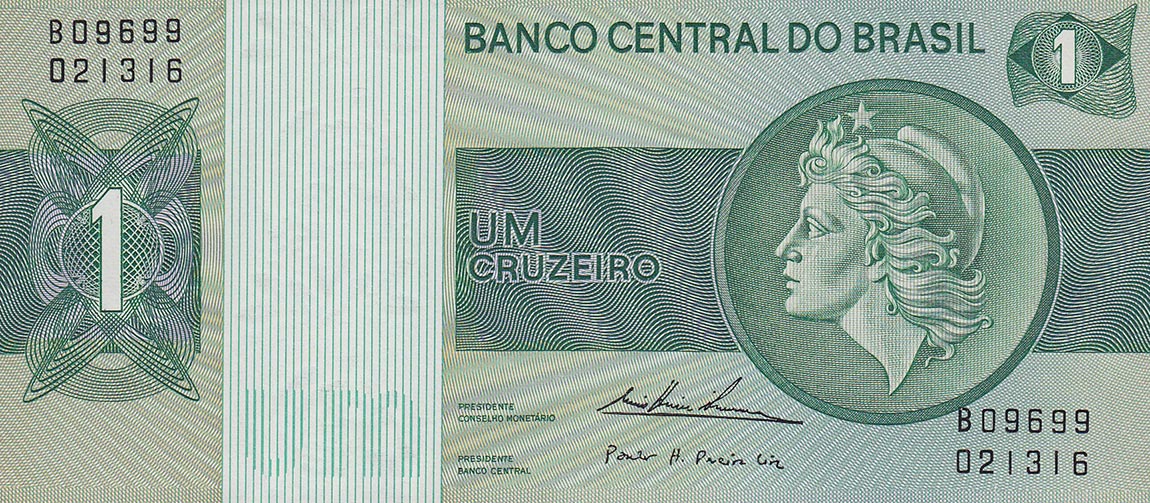 Front of Brazil p191Ab: 1 Cruzeiro from 1975