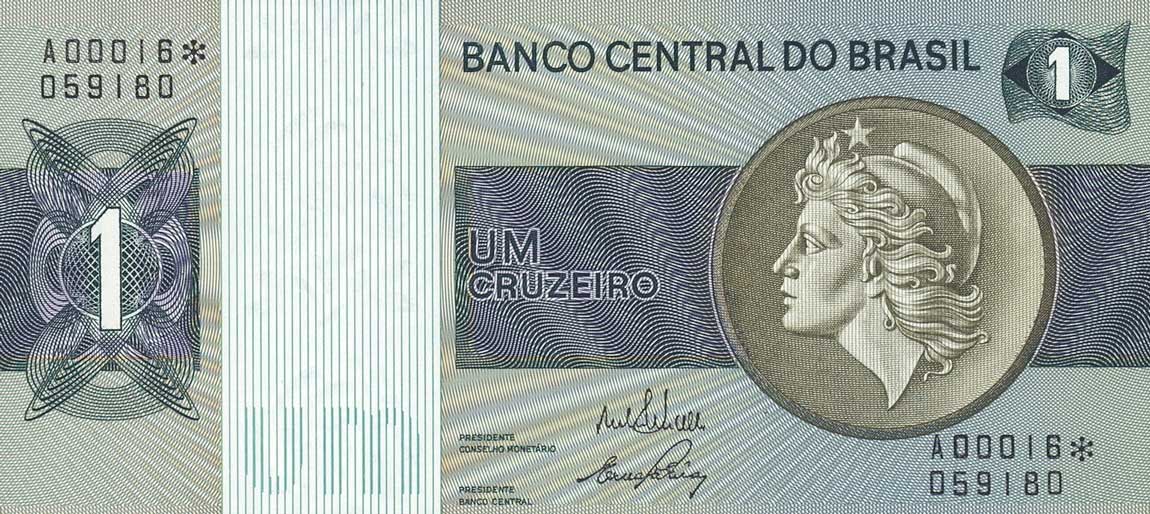 Front of Brazil p191r: 1 Cruzeiro from 1970