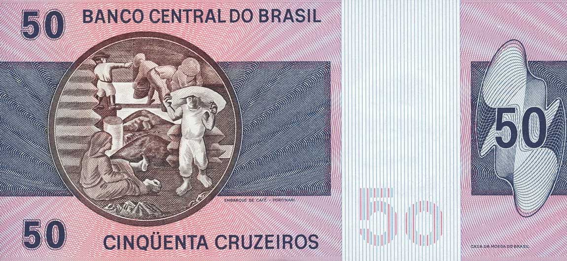 Back of Brazil p194r1: 50 Cruzeiros from 1970