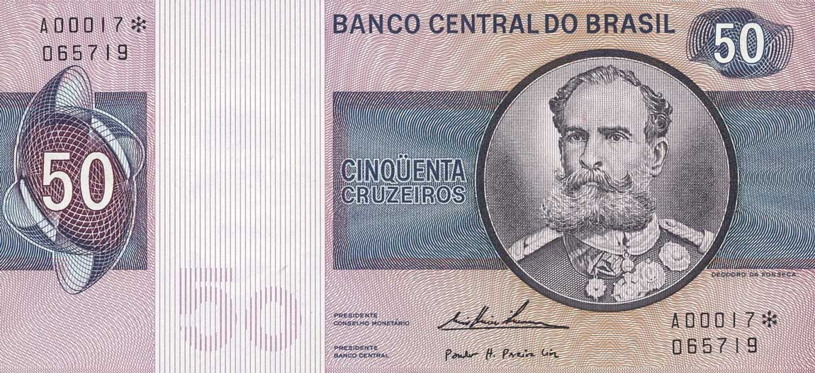 Front of Brazil p194r1: 50 Cruzeiros from 1970