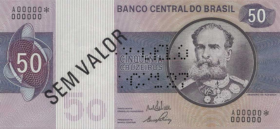 Front of Brazil p194s1: 50 Cruzeiros from 1970