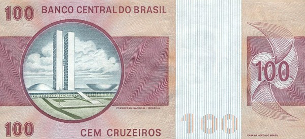 Back of Brazil p195Ab: 100 Cruzeiros from 1981