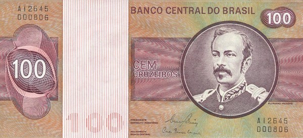 Front of Brazil p195Ab: 100 Cruzeiros from 1981